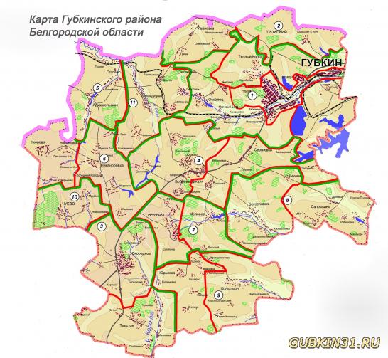 Карта Губкинского района